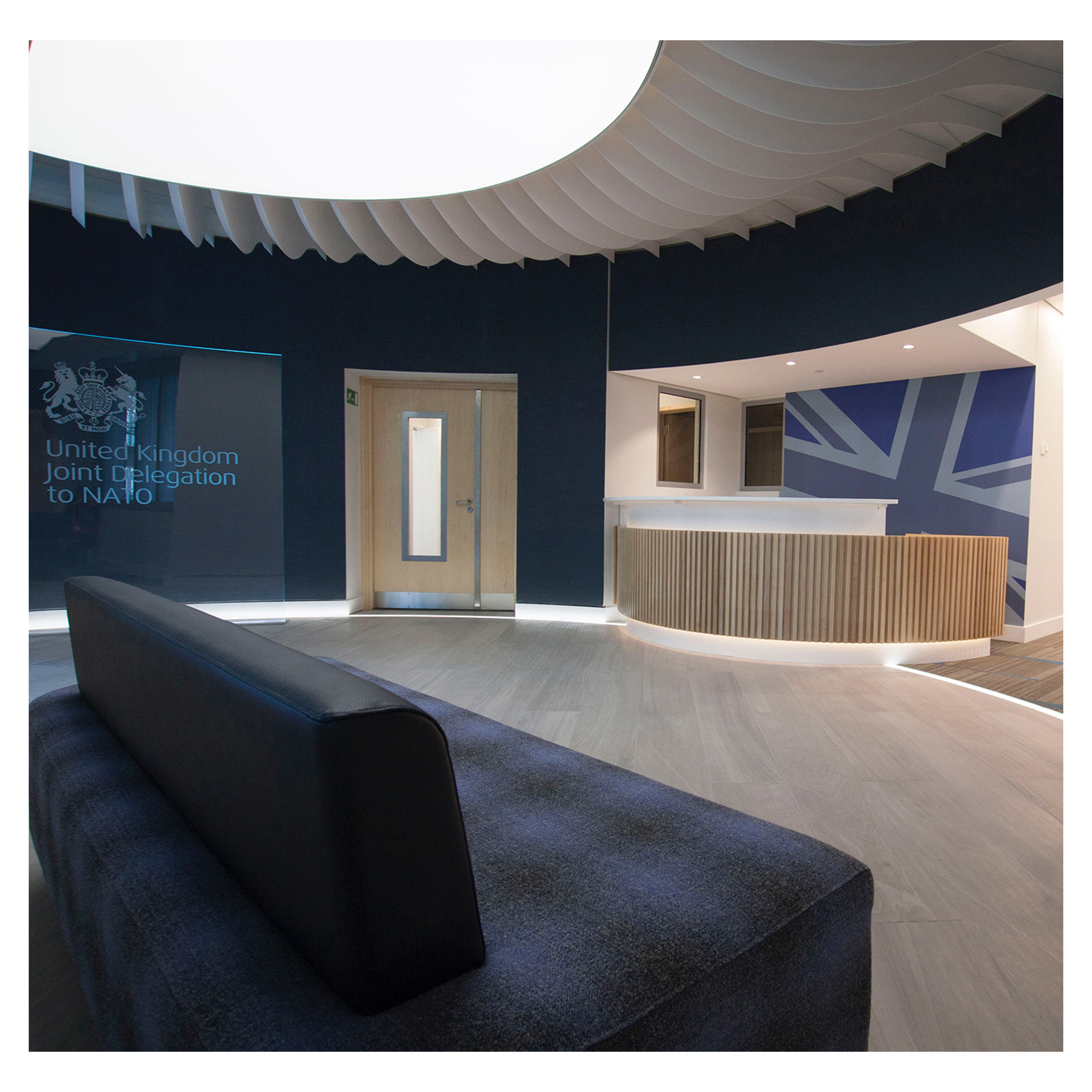 Modern design building with white facade